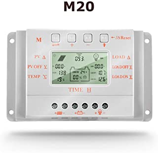 SolaMr 20A Regulador de Carga Solar 12V-24V Identificación Automática Voltaje Panel Solar Regulador de Inteligencia con Pantalla LCD - M20