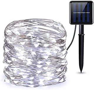 Solar String Lights Outdoor- (200 LED- 8 Modes) Solar Fairy Lights- 72 ft-20m Waterproof Copper Wire Decorative Led String Lights for Garden- Patio- Gate- Yard- Wedding- Party (White)