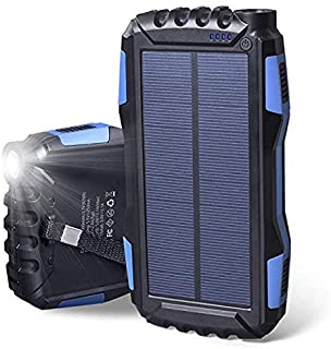 Soluser Cargador Solar Portátil con 25000mAh- Batería Externa Solar Batería de Emergencia Cargador Solar con 2 Puertos USB y Fuerte Antorcha LED para Smartphones Samsung iPhone y Tablet