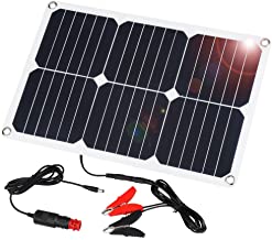 Suaoki - 18V 18W Cargador Panel Solar (Placa solar alta eficiencia- mechero de coche- batería pinzas de carga- tapas de succión- mantenimiento de batería para vehículos)