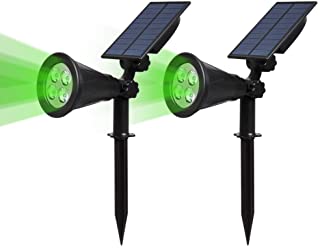 T-SUN (2 Unidades Foco Solar- Impermeable Luces Solares Exterior- 2 Modos de Iluminación Opcionales- ángulo de 180° Ajustable- Luz de Jardín para Entrada- Entrada- Camino. (Verde)