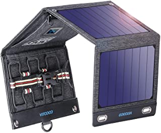 VITCOCO Panel Solar Portátil- 16W Portatil Cargador Solar Portátil Plegable Impermeable Power Bank con 2 USB de Salida Puertos for Telephone- Camera etc.