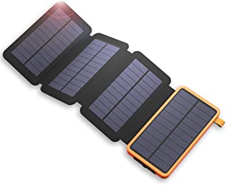 X-DRAGON 20000mAh Cargador Solar Power Bank con 4 Paneles Solares- Dual USB- Linterna LED Impermeable Portátil Batería Externa Copia de Seguridad para iPhone- Teléfonos Celulares- iPad- Tablet y Más