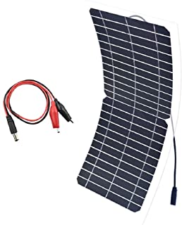 XINPUGUANG Panel Solar Flexible 10w 12v Semi Flexible Mono Cristalino Silicona PV Módulo con Cable Clip Alligator para RV- Barcos-Carga de Batería (12V)