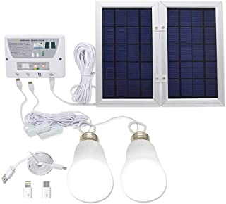 YINGHAO - Sistema de luz solar móvil de 6 W- kit de sistema solar de CC para el hogar- batería de litio de 3-7 V- panel plegable de 6 W- incluye 3 cargador de teléfono móvil- 2 luces LED