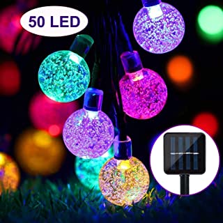 ZWOOS Guirnalda de Luces Solares- 50 LED Luces de Bolas de Colores- 8 Modos- para Navidad Jardín