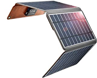 Zuukoo Cargador Solar portátil- Panel Solar de 5V 22W con Puertos USB Dobles a Prueba de Agua Plegable para teléfonos Inteligentes- tabletas y Viajes de Camping