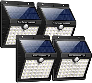 Aesy Luz Solar Jardin- 30 LED Focos Solares Exterior- Luces de Exterior con Sensor de Seguridad por Movimiento Inalambricas y con Bateria Solar- para Jardin Muros Exteriore Patios Terrazas (4 Piezas)