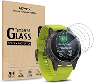 AKWOX [4 Unidades] Protector de Pantalla para Garmin Fenix 5 [9H Dureza] Cristal Vidrio Templado para Garmin Fenix 5 Cristal Templado-NO para Fenix 5s-5x