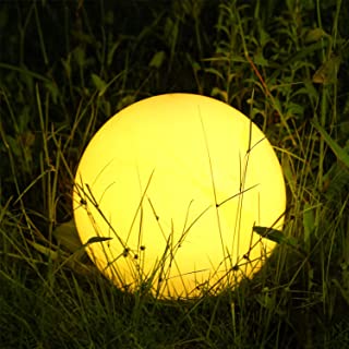 Albrillo RGB Luz Solar de Jardin - Iluminacion Exterior LED de Globo de 25cm- Lampara Esfera con 8 Colores Ajustables- IP68 Impermeable- Carga por Solar y USB- Luz Solar para Cesped- Piscina- Patio