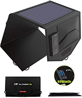 ALLPOWERS Cargador Panel Solar 15W 6000mAh Dual USB y USB-C Puertos Placa Bateria Plegable para Moviles- Tablets y Otros Dispositivos