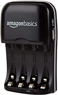 AmazonBasics - Cargador de pilas de Ni-MH AA y AAA con puerto USB
