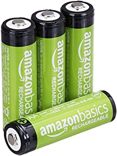 AmazonBasics - Pilas AA recargables- precargadas- paquete de 4 (el aspecto puede variar)