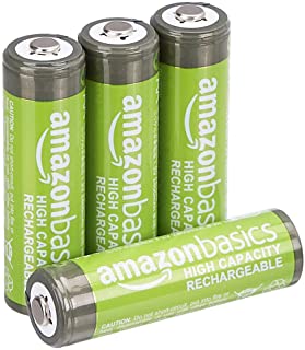 AmazonBasics - Pilas AA recargables de alta capacidad- precargadas- paquete de 4 (el aspecto puede variar)