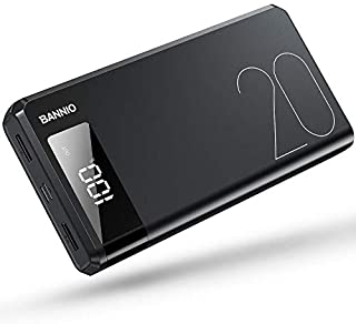 BANNIO Powerbank 20000mAh-Ultra Capacidad Bateria Externa Power Bank con 2 Entrada y 2 Salida USB y Pantalla LCD-Bateria Portatil para Movil Compatible con Moviles Inteligentes y Tabletas y Mas-Negro
