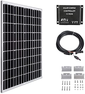Betop-camp 100W 12V Panel Solar Kit-100W Panel Solar + 10A Controlador de Carga de luz LCD + 3m Cable Adaptador + Soporte de Montaje
