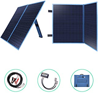 Betop-camp Panel Solar Plegable Portatil de 100W 12V con un Controlador de Carga Solar de 10A para Camper- Caravaning- Reuniones de Autocaravanas- Ferias- Oficinas Moviles Sistema de 12V (Azul