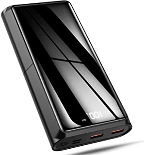 Bewahly Bateria Externa 20000mAh- USB C 18W PD Carga Rapida Power Bank Cargador Portatil- Bateria Portatil para Movil con Pantalla LCD- 3 Salida & 2 Entrada para iPhone- Samsung- Huawei y Mas - Negro