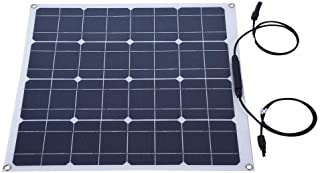 Bewinner Panel Solar De 60 Vatios- Cargador Solar De Bateria De Litio y Plomo De 12 V- Diseno Flexible Curvado De 30 °- Carga De Bateria De Alta Eficiencia De 24-48 Voltios- para El Hogar-Barco-Yate