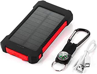 BIYI Banco de energia solar de gran capacidad Cargador de bateria solar portatil con doble USB Cargador universal para telefono movil (rojo)