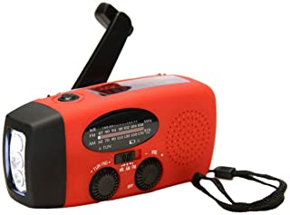 BIYI Protable Generador de manivela manual de emergencia AM-FM-WB Radio Linterna Cargador Impermeable Herramientas de supervivencia de emergencia HY-88WB (rojo)