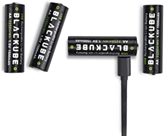 Blackube Micro USB Bateria Recargable Recargable -USB Bateria de Litio Micro Accu AA -1.5V 1500mAh - Proteccion Ambiental Recargable sin Efecto Memoria (4 Paquetes)