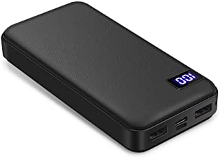 BOTKK Bateria Externa para Movil-Power Bank 20000mAh-Cargador Portatil Solo con Entrada USB-C- Salida 3A- Puertos USB 2 Dobles para telefonos moviles - Negro