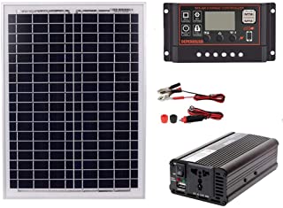 Cikuso 18V20W Panel Solar 12V - 24V Controlador 1500W Kit Inversor Ac220V- Adecuado para Sistemas De Generacion De Energia De Ahorro De Energia Solar Al Aire Libre Y En Casa Ac220V- 60A