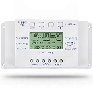Controlador de cargador solar 30A 12V 24V Pantalla LCD automatica 【Modo de carga compatible MPPT + PWM