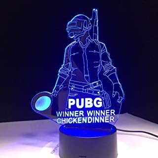 Cool world FPS game Player unknowns Battlegrounds 3D Lamp rr Chicken dinner LED Lamp