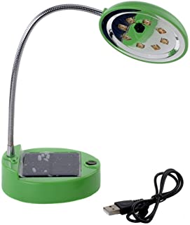 DINOWIN - Lampara de mesa solar recargable USB portatil flexible de cuello de cisne con 8 luces LED para lectura de interiores- iluminacion de lectura de mesa- lamparas de lectura de noche