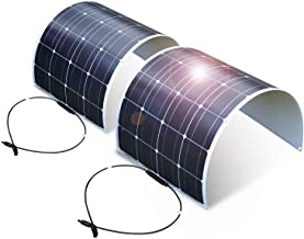 Dokio Juego de 2 piezas de panel solar de 100 W 12 V 24 V monocristalino flexible impermeable para furgoneta- autocaravana- caravana- barco- cabina- remolque- caravana- coche