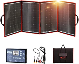 DOKIO Panel Solar Plegable 100w 12v monocristalino portatil- plegable- impermeable-ideal para la energia solar al aire libre- embarcaciones- camping- caravanas o autocaravanas.para bateria de 12 V