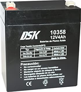 DSK 10358 - Bateria Recargable de Plomo Acido de 12 V y 4 Ah Ideal para Juguetes Electricos para Ninos como Motos y Scooters Electricos- Sistemas de Alarma- Senalizacion y Luces de Emergencias- Negro