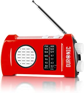 Duronic Ecohand Radio Am-FM Portatil – Carga USB o Dinamo – Linterna - Conector de Auriculares – Ideal para Emergencias- Camping- Senderismo