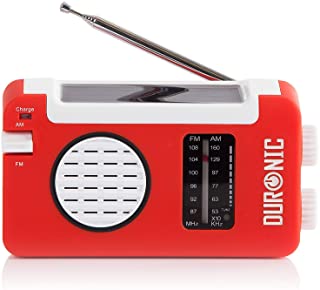 Duronic Hybrid Radio Portable Pequena FM y AM Estereo con Recarga por Luz Solar- Dinamo y USB - Radios Solares