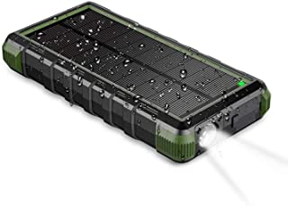 EasyAcc Bateria Externa 24000mAh Resistente al Agua Polvo y Golpes Cargador de Viaje USB C para iPhone Samsung Tabletas Negro y Verde