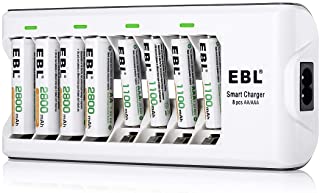 EBL 808 Cargador de pilas con 4 Unidades de AA 2800mAh y 4 unidades AAA 1100mAh Ni-MH Baterias Recargables