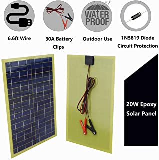 ECO-WORTHY Kit de panel solar epoxi portatil de 12 V 20 W con modulo solar de 20 W con controlador PWM de 10 A.