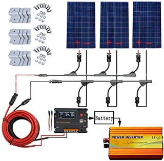 ECOWORTHY 360W de la rejilla del panel solar Kit: 1000W 220V inversor sinusoidal pura + 3 PCS 120W policristalino del panel solar + 20A
