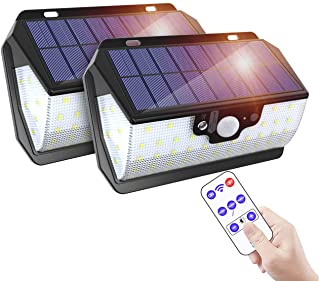 ERAY Luces LED Solares Exteriores con Sensor de Movimiento 55 LEDs- 800 Lumenes-Control Remoto-USB Carga- 3 Modos- IP65 Impermeable- Luz Solar Exterior para Jardin- Patio- Terraza- Camino (2PCS)