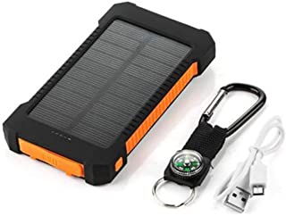 Formulaone Banco de energia Solar de Gran Capacidad Cargador de bateria Solar portatil con Doble USB Cargador Universal para telefono movil — Naranja