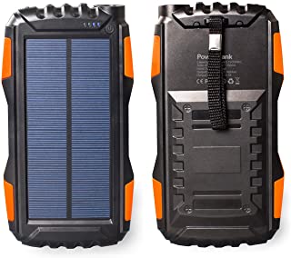 Friengood Cargador Solar- Portatil 25000mAh Solar Power Bank- Impermeable Solar Bateria Externa Pack con Dual USB Puertos y Linterna para iPhone- iPad- Samsung- Android y mas