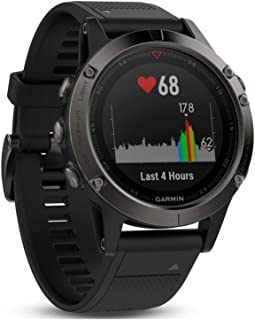 Garmin Fenix 5- Reloj multideporte- con GPS y medidor de frecuencia cardiaca- lente de cristal y bisel de acero inoxidable- 47 mm- cinta negra