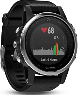 Garmin Fenix 5S - Reloj multideporte- con GPS y medidor de frecuencia cardiaca- lente de cristal y bisel de acero inoxidable- 42 mm- Plata-Negro