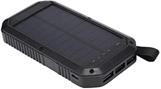 Garsent Banco de energia portatil- Banco de energia movil inalambrico Solar con Luces LED 3 Puertos USB Cargador Solar al Aire Libre para tabletas- telefono Inteligente- camara- etc.