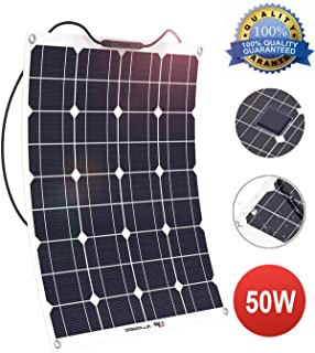 GIARIDE 50W 18V 12V Solar Panel Monocristalino Celula Placa Solar Flexible Fotovoltaico Modulo Cargador Bateria Ligero Impermeable con Mc4 Conector off Grid para Techo- RV- Barco