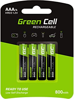 Green Cell 4X AAA 800mAh 1.2V Juego de 4 Pilas Recargables AAA Ni-MH Baja Autodescarga Precarga Alta Capacidad HR6 BK-4MCCE-8LE