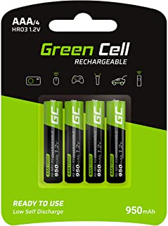 Green Cell 4X AAA 950mAh 1.2V Juego de 4 Pilas Recargables AAA Ni-MH Baja Autodescarga Precarga Alta Capacidad HR6 BK-4MCCE-8LE