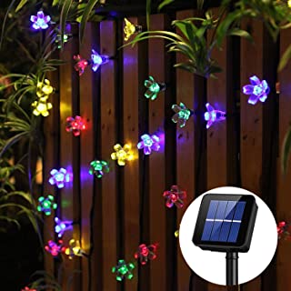 guirnalda luces exterior solar Panpany luces decorativas exterior 22 pies luces solares exterior 50 led de luz impermeable para decorar jardin- naviad de arbol- fiesta